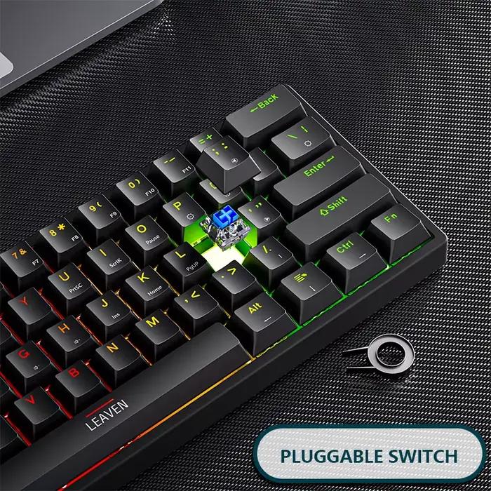 Clavier mécanique 61 touches K620 Mini Gaming Hotswap RGB filaire PBT pour bureau et jeu occasions spéciales