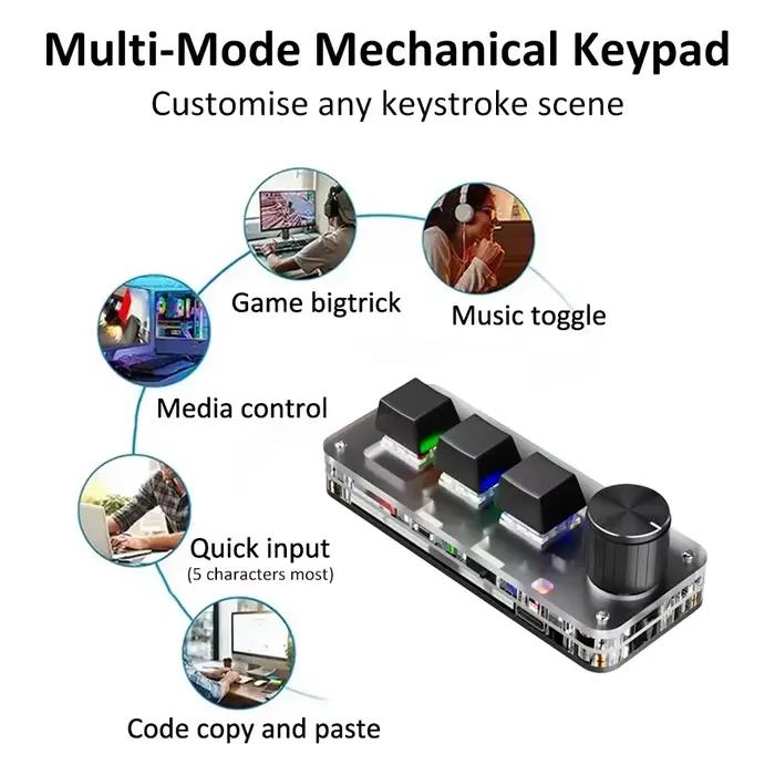 2.4G 3 touches personnaliser clavier Bluetooth bouton Macro copier coller touche de raccourci e-sports jeu Mini