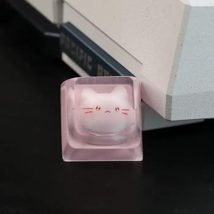 Nouveau capuchon de touche translucide mignon motif chat de dessin animé pour clavier mécanique à axe croisé