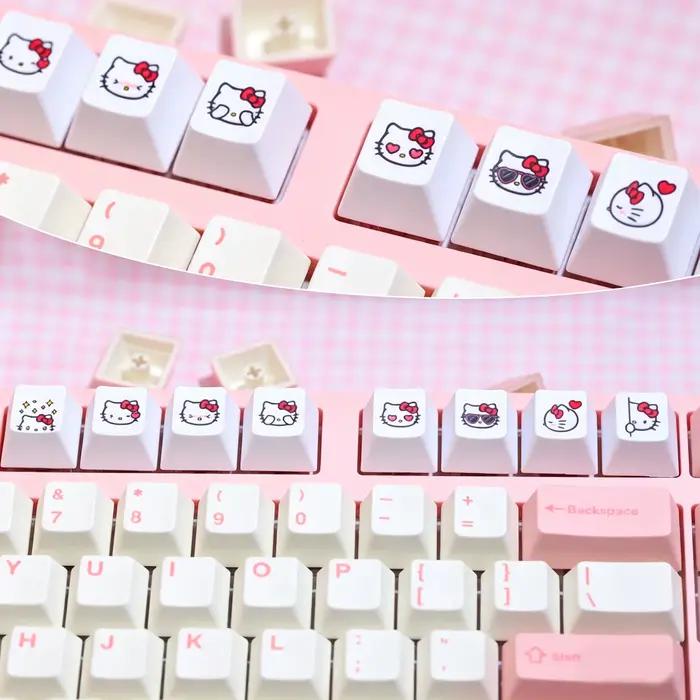Capuchons de touches de clavier mignons Sanrio blanc Hello Kitty