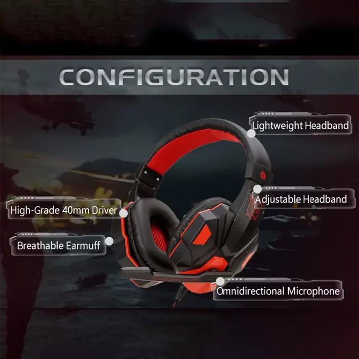 Casque de jeu filaire avec microphone réglable à 120 °