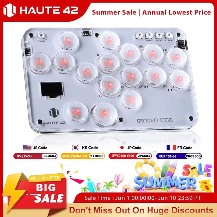Manette de combat Haute42 Arcade Hitbox Joystick Hitbox pour PC PS4 Switch Clavier de jeu avec 16 Boutons Mode RGB Occasions Spéciales
