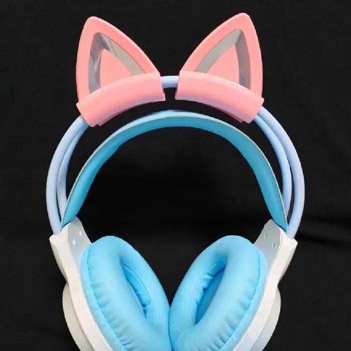 Oreilles de chat en Silicone rose pour écouteurs