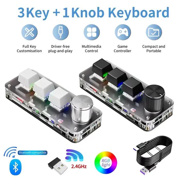 2.4G 3 touches personnaliser clavier Bluetooth bouton Macro copier coller touche de raccourci e-sports jeu Mini