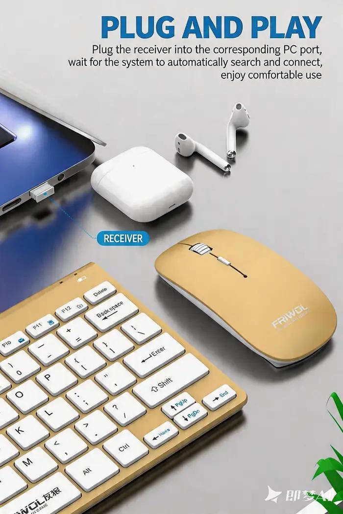 Ensemble clavier et souris sans fil 2.4G WT1100 pour ordinateur portable
