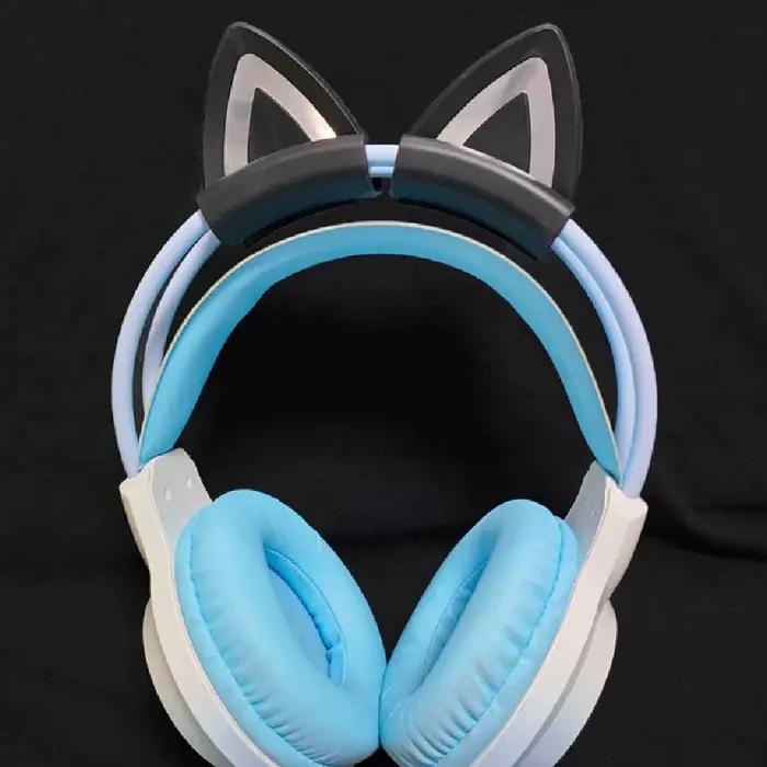 Oreilles de chat en Silicone rose pour écouteurs