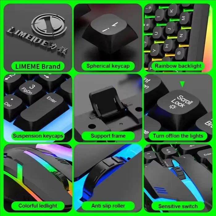 Clavier de jeu souris Combos ordinateur portable rétro-éclairage Gamer Kit LED filaire Usb