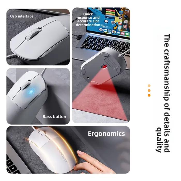 Souris filaire givrée USB 1600DPI bouton souple