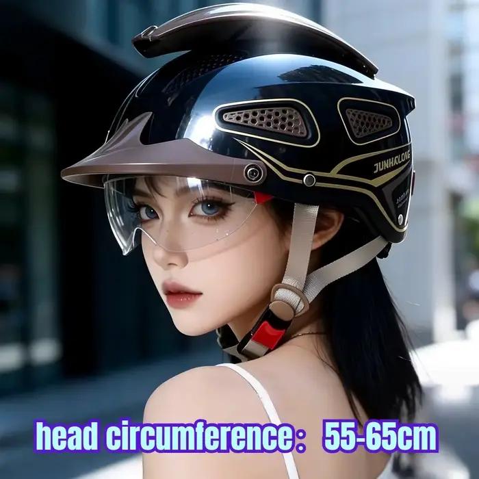 Casque Moto Demi-ouvert HOT pour Hommes et Femmes, avec Large Visière, pour Scooter Électrique et Moto