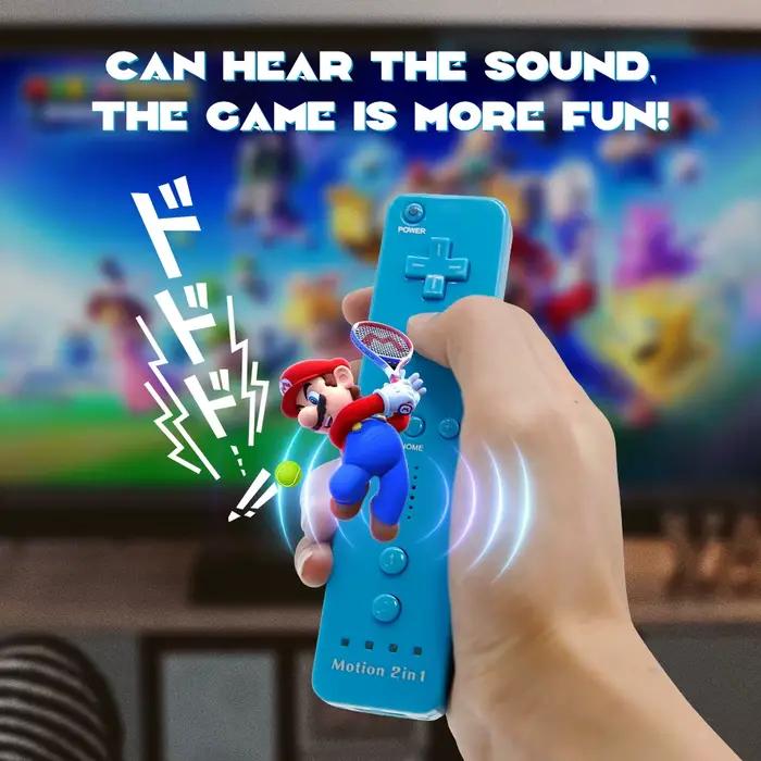 Manette Motion Plus 2 en 1 pour Nintendo Wii/Wii U/Wii Mini avec coque en silicone et sangle compatible