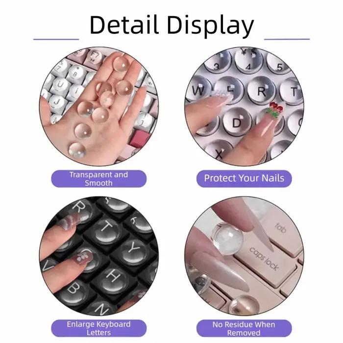 Autocollants de clavier en silicone transparents pour doigts longs
