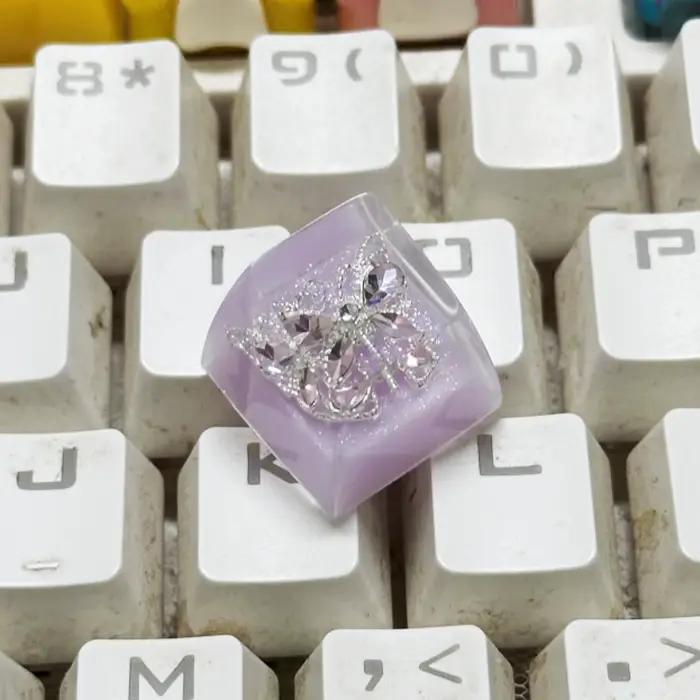 Clavier mécanique bricolage translucide papillon Keycaps résine Artisan