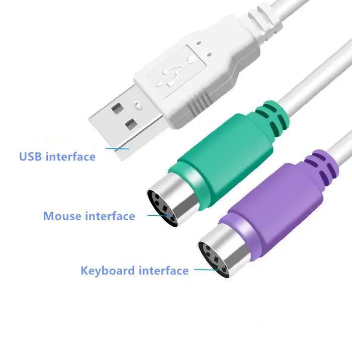 Adaptateur USB mâle vers PS2 femelle ; stable et sans délai ; pour interface souris et clavier