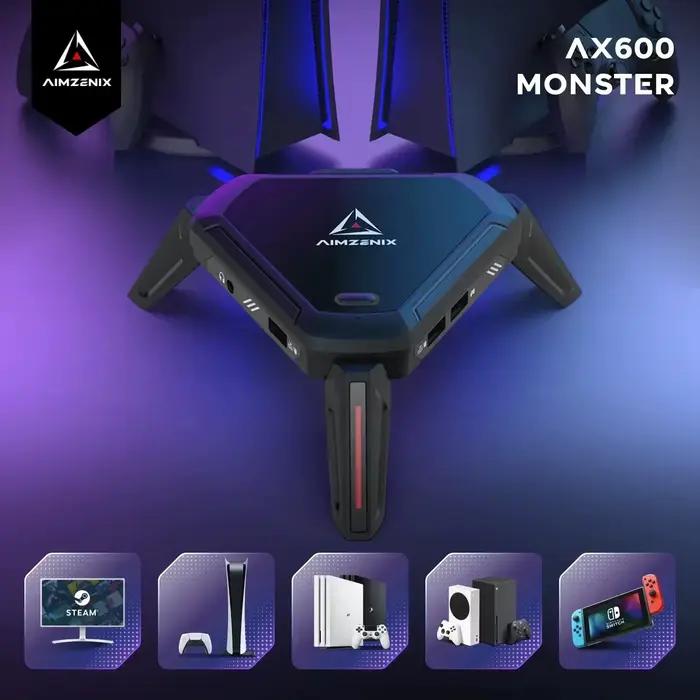Adaptateur clavier et souris AIMZENIX AX600 MONSTER Pro pour PS5/PS4/Xbox Series X | S/Xbox One/Switch - Supports