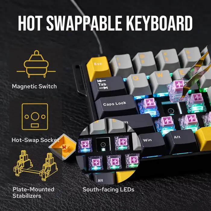 Aula WIN68 HE WIN60 clavier à axe magnétique avec actionation réglable taux de polymérisation échangeable à chaud RT