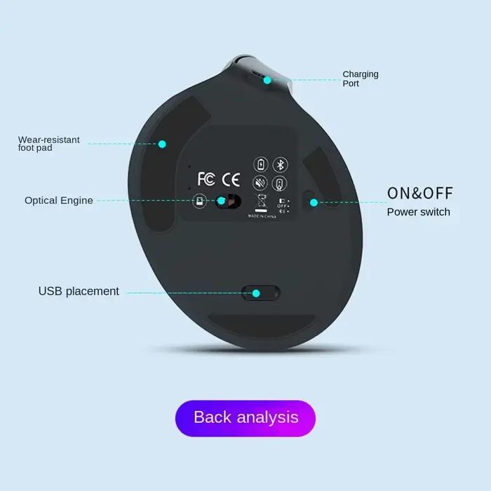 Souris verticale 2.4G, 6 boutons muets