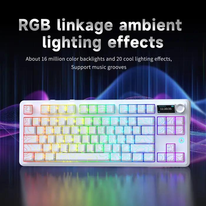 Clavier mécanique de jeu Ajazz AK870 V2 filaire RVB remplaçable à chaud pour ordinateurs portables couleurs personnalisables occassions de jeu et travail