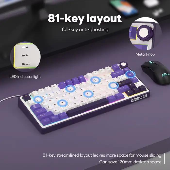 RK R75 clavier mécanique portugais brésilien 81 touches joint rvb rétro-éclairé