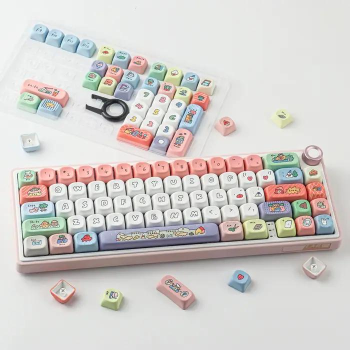 GMK Smiley Face Keycap 126 touches PBT Keycaps MOA profil DYE-SUB personnalisé touches de clavier mécanique ludiques et durables pour bureau et jeu