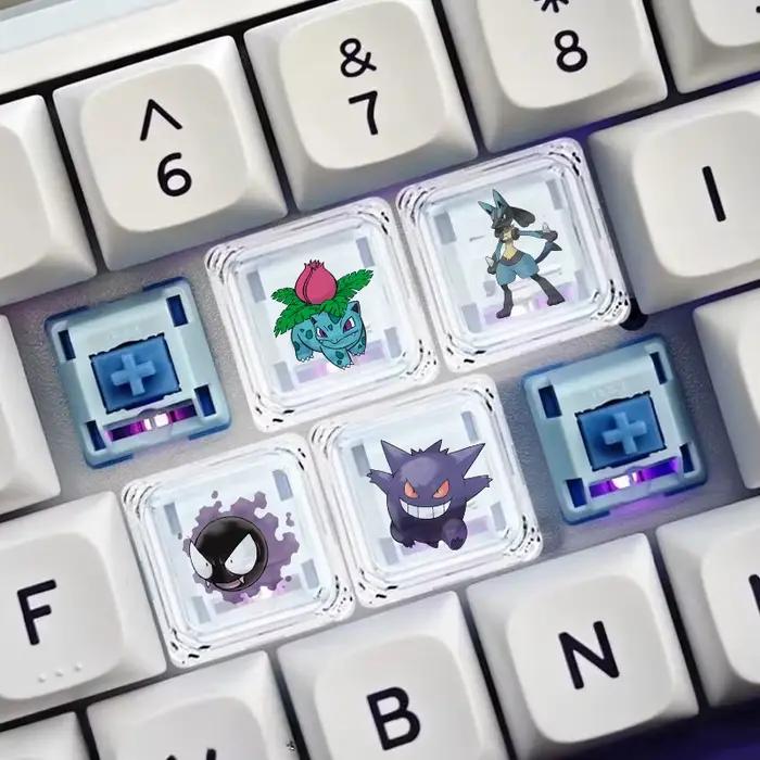 Clavier mécanique personnalisé avec un seul keycap anime transparent Charmeleon Blastoise Eevee