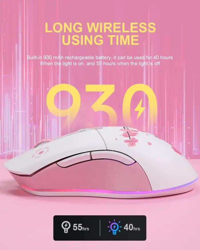 DAREU Sakura – souris de jeu filaire sans fil rose