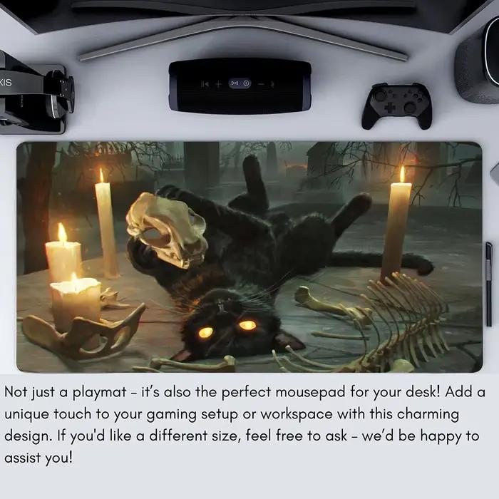 Tapis de jeu Magic The Gathering (MTG) « Chat Noir Mystérieux »