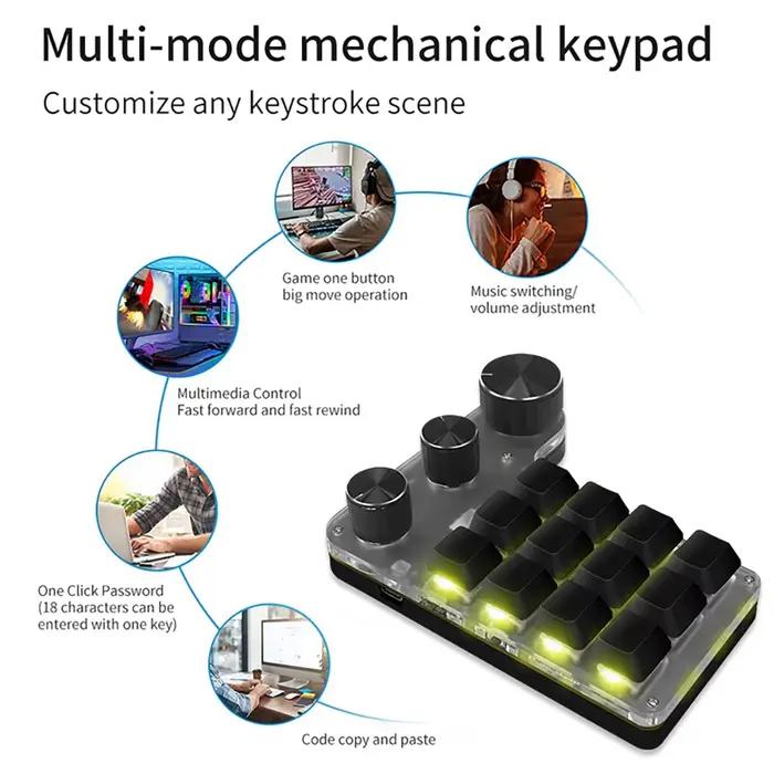 Clavier de jeu mécanique à 3 boutons