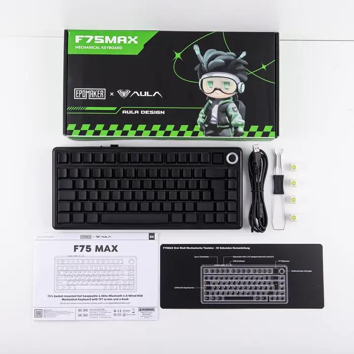 Clavier mécanique sans fil pour jeux ISO-DE EPOMAKER X AULA F75 MAX 75% avec disposition QWERTZ allemande