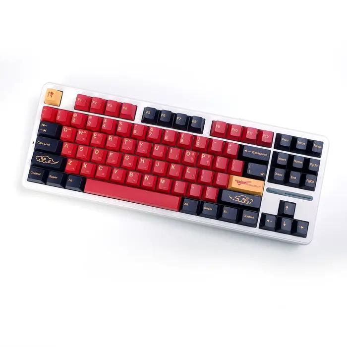 KBDiy GMK rouge samouraï coréen Keycap PBT Cherry Alice Split Space Keycaps rétro personnalisé pour Aula F75 60 clavier mécanique de jeu