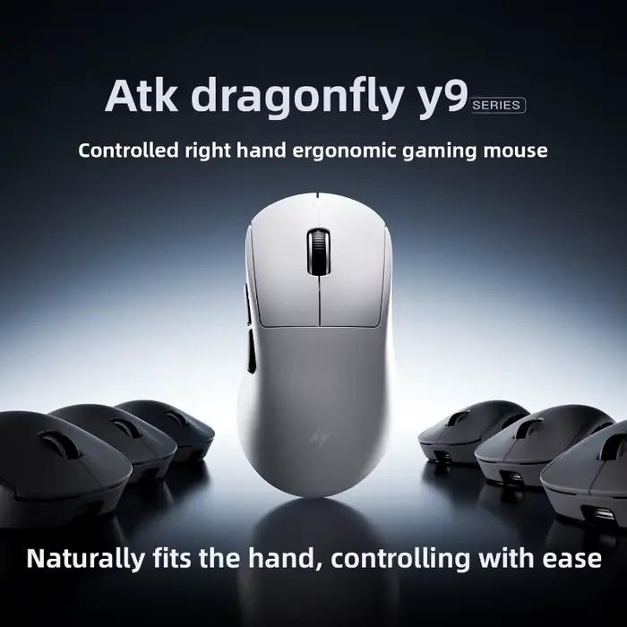 ATK libellule Y9 Pro Max souris sans fil double 8K PAW3395/3950Ultra capteur ergonomie longue durée de vie de la