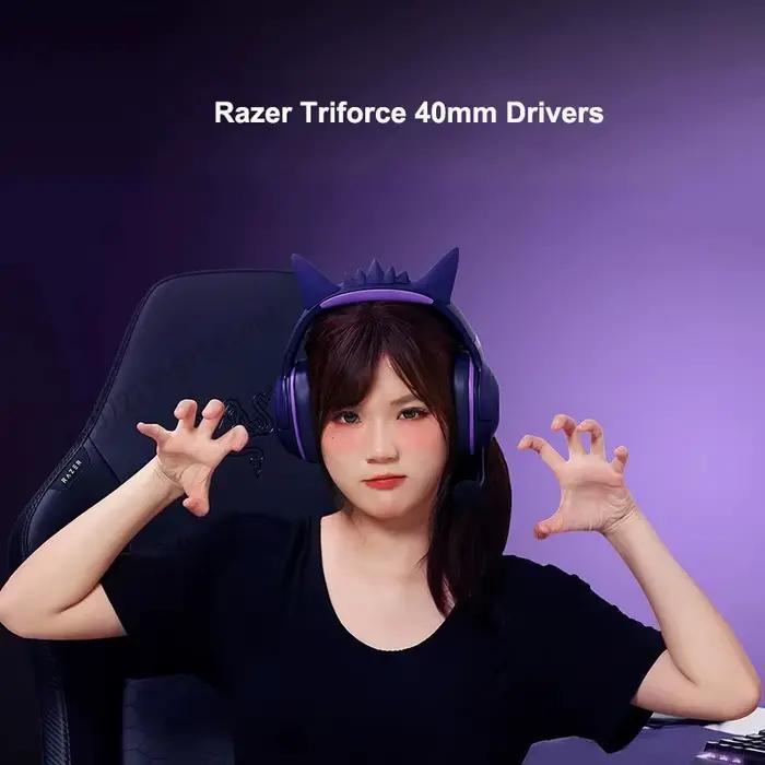 Razer Pokemon Gengar Edition RGB Kraken Kitty V2 Casque de jeu USB filaire - Pilotes TriForce 40 mm - Micro cardioïde hypercléaire