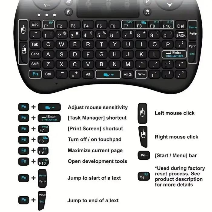 Mini clavier sans fil souris anglaise pavé tactile à distance pour Android TV Box ordinateurs portables numériques