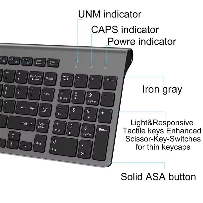 Jomaa russe espagne clavier et souris sans fil Combo 2.4G pleine taille bouton silencieux