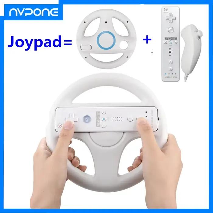 Volant 2 en 1 vers télécommande Wii manette de jeu sans fil pour contrôleur de jeux de course Wii Kart Nintendo Joystick Joypad