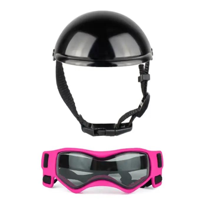Casque pour chien avec trou d'oreille casque + lunettes soleil casquette pour chien chapeau rigide pour