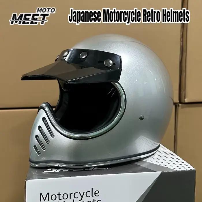 Casques de moto rétro à bouche pointue japonaise casques de course de café Vintage en fibre de verre Cascos de Style britannique classique pour Honda