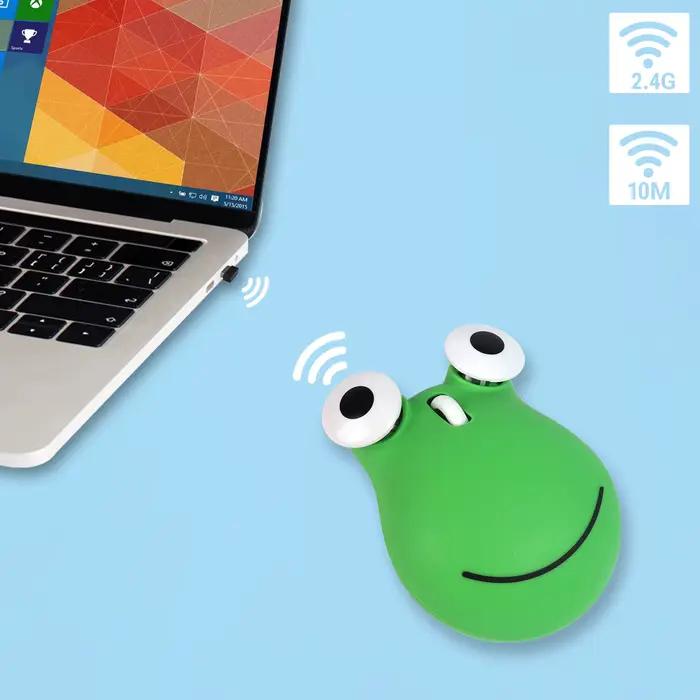 Mignon 3D grenouille Animal souris sans fil 2.4G Bluetooth double mode clic silencieux Portable pour ordinateur