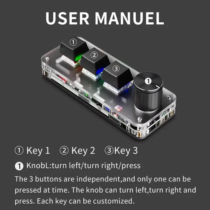 2.4G 3 touches personnaliser clavier Bluetooth bouton Macro copier coller touche de raccourci e-sports jeu Mini