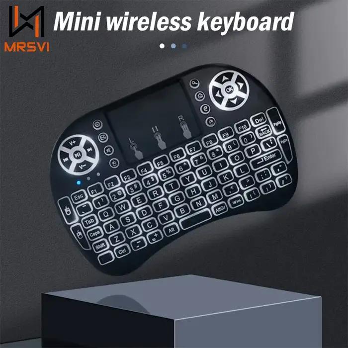 I8 Mini clavier sans fil 7 couleurs rétro-éclairé russe français espagnol portugais arabe 2.4G Air Mouse télécommande pour Android TV Box PC