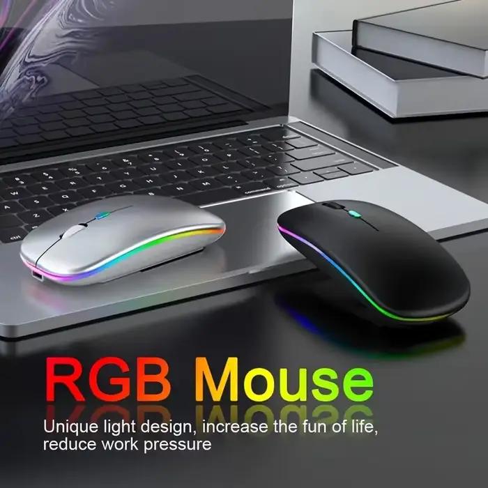 Souris de jeu RGB sans fil 2.4G USB C rechargeable clic silencieux légère ergonomique réglable DPI pour iPad ordinateur portable PC Mac occasions de jeu spéciales