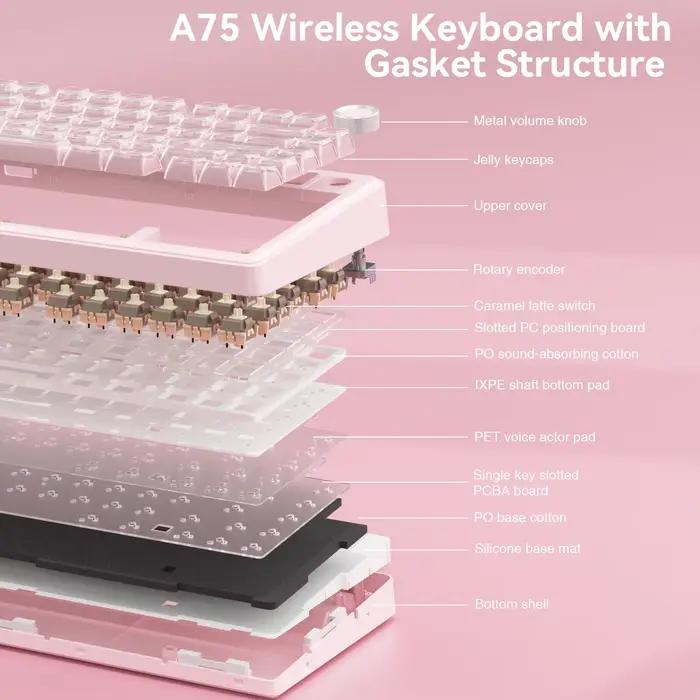 Clavier mécanique de jeu SOLAKAKA A75 avec joint d'étanchéité