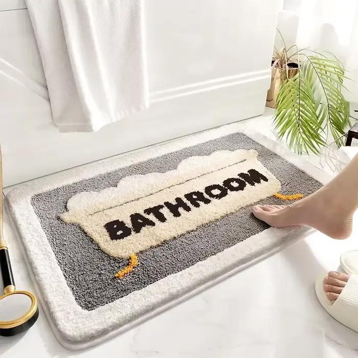 Tapis de salle de bain en fausse laine douce, Super absorbant, antidérapant, pour baignoire de douche, résistant à la saleté, confortable, pour sol de toilette