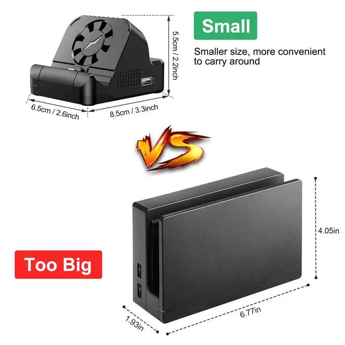 Station d'accueil InnoAura pour Nintendo Switch et Switch OLED avec ventilateur et ports USB pour gaming sur grand écran