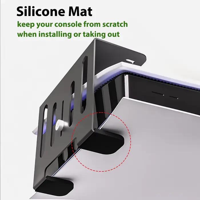 Support de console PS5 en métal pour installation horizontale sous le bureau avec support mural en plastique ABS durable et coussinets en silicone pour protection