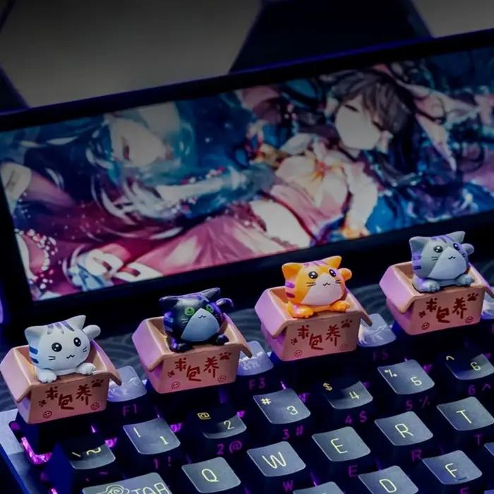 Personnalisez votre clavier fait à la main avec des capuchons de touches de chat mignon