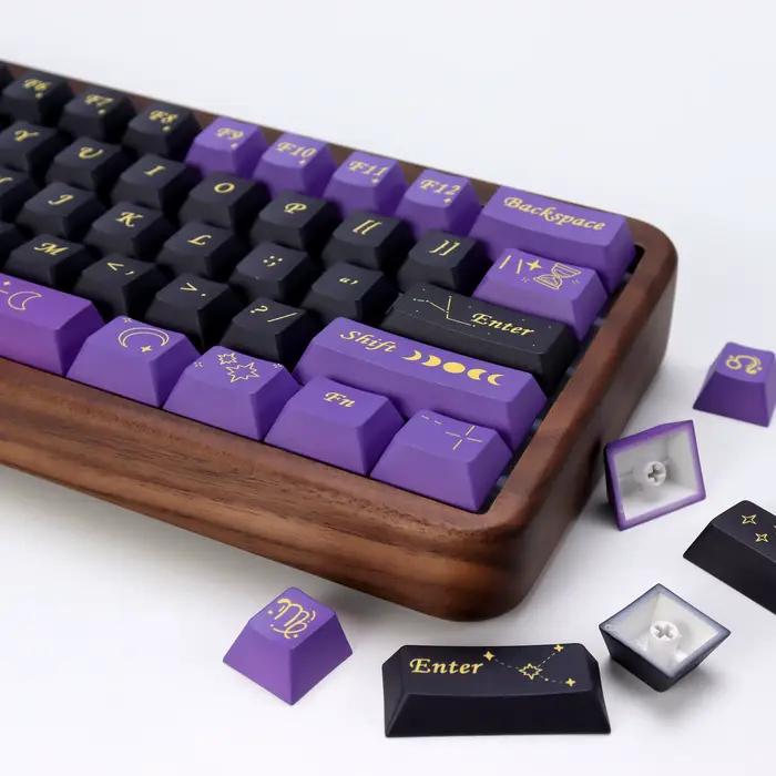 KBDiy 143 touches Stardust Prelude Keycap profil Cherry violet noir Alice espace divisé ISO PBT Keycaps pour 60 clavier mécanique