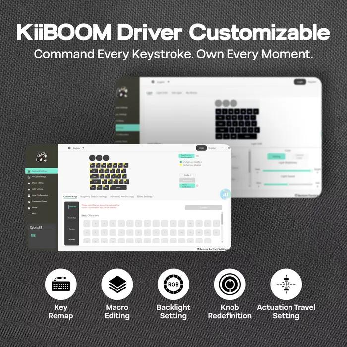 KiiBOOM Cybrix 29 29 touches + 3 boutons clavier de jeu magnétique à effet Hall filaire rapide CNC en aluminium et acrylique taux d'orientation 8Khz