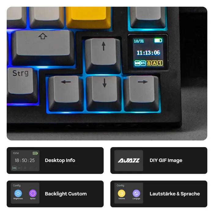 Clavier mécanique sans fil AJAZZ AK820 PRO 75% QWERTZ avec disposition allemande ISO-DE