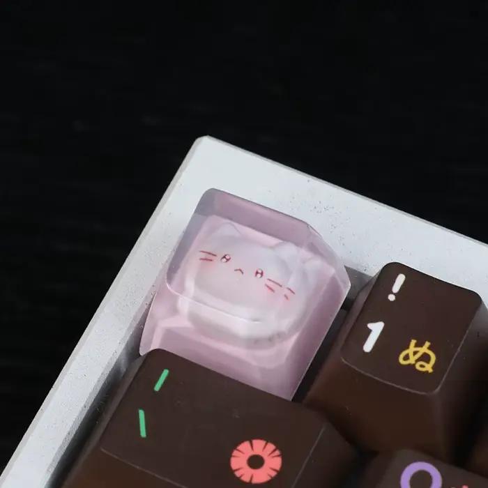 Nouveau capuchon de touche translucide mignon motif chat de dessin animé pour clavier mécanique à axe croisé