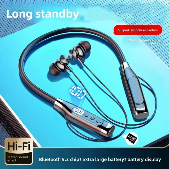 LED affichage numérique tour de cou casque monté sur le cou 3D stéréo sans fil Bluetooth écouteurs étanche Mega Bass casques de sport